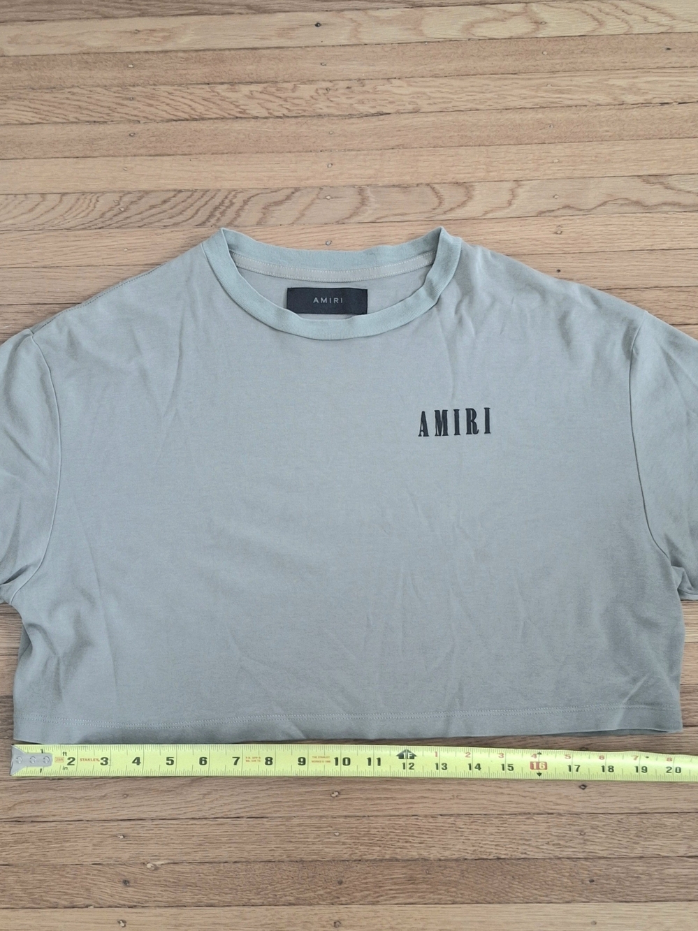 AMIRI Sage Green Crewneck Logo Short Sleeve Tee